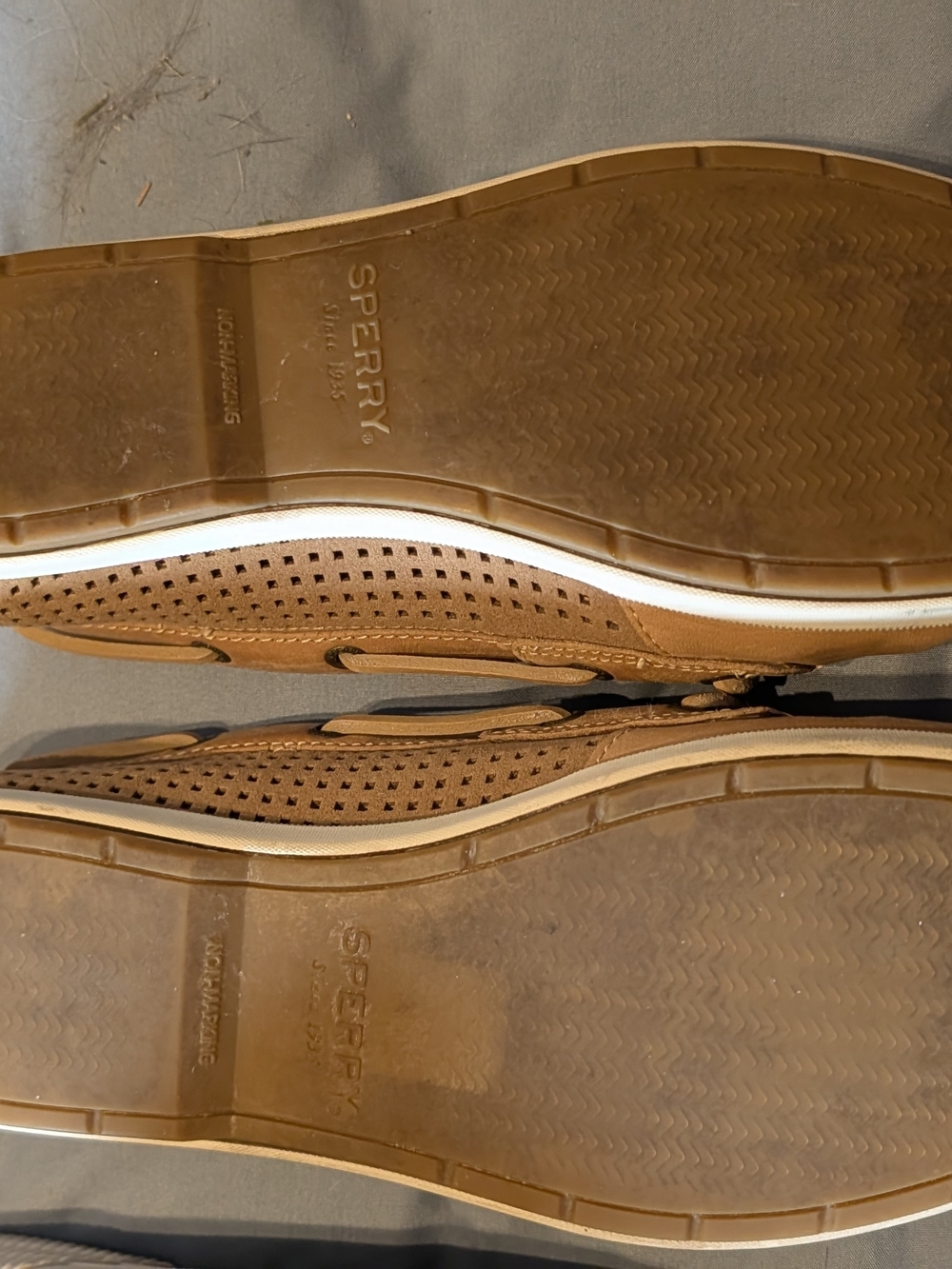 Sperry Tan Perforated Leather Boat Shoes - Picture 2 of 4